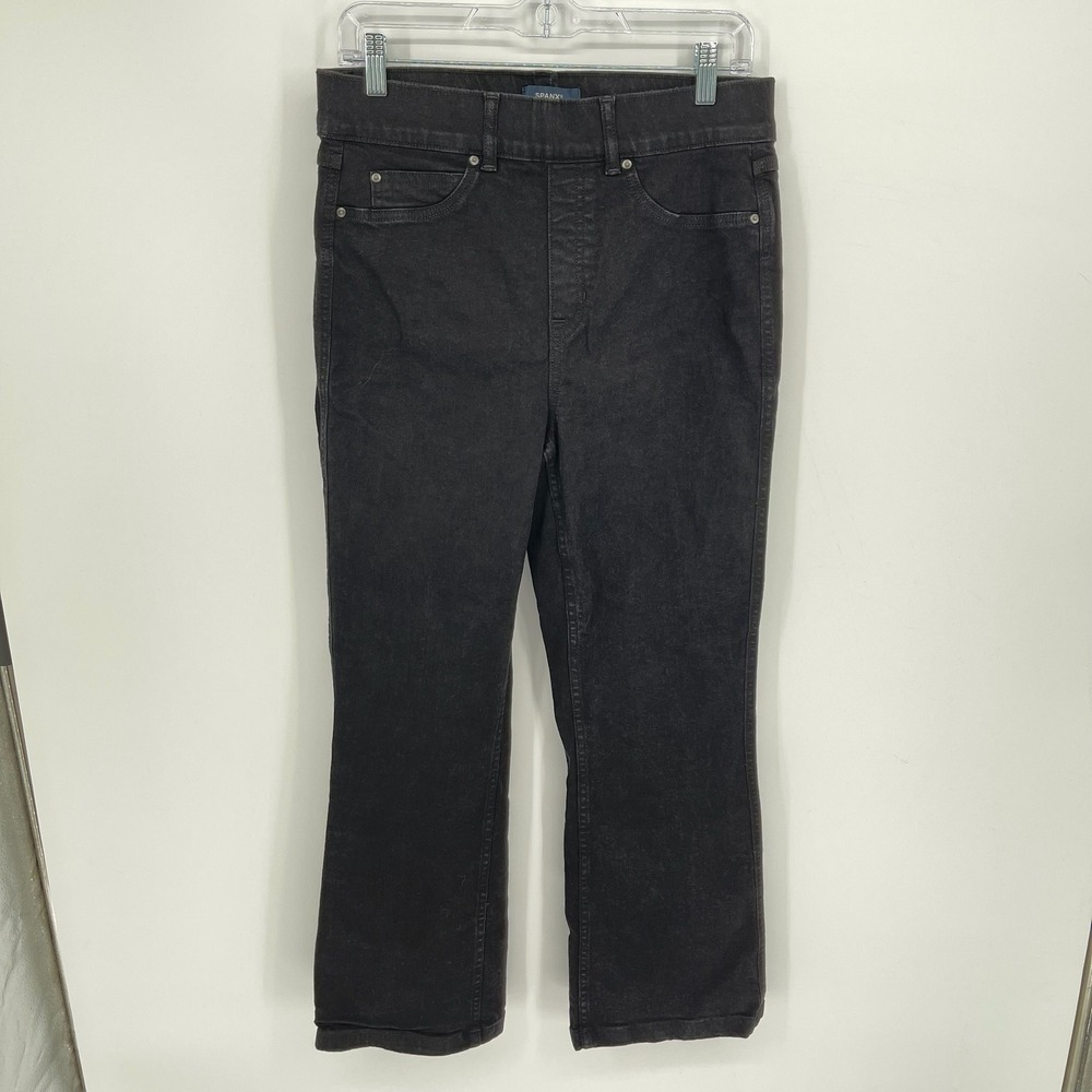 Spanx Women's Black SPANXshape EveryWear Flare Leg Pull On Denim Jeans Size L